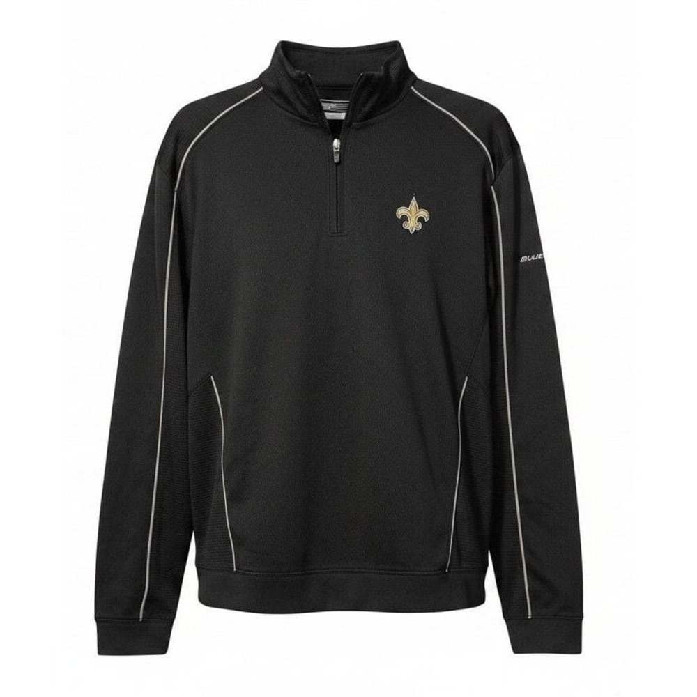 Cutter & Buck N.O. Saints Half-Zip Pullover Jacket Black Bud Light Logo